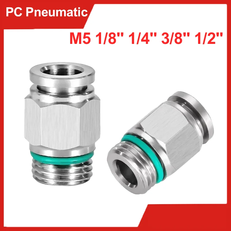 10/50/200Pcs PC Pneumatic Connector G Thread 304 Stainless Steel M5 1/8