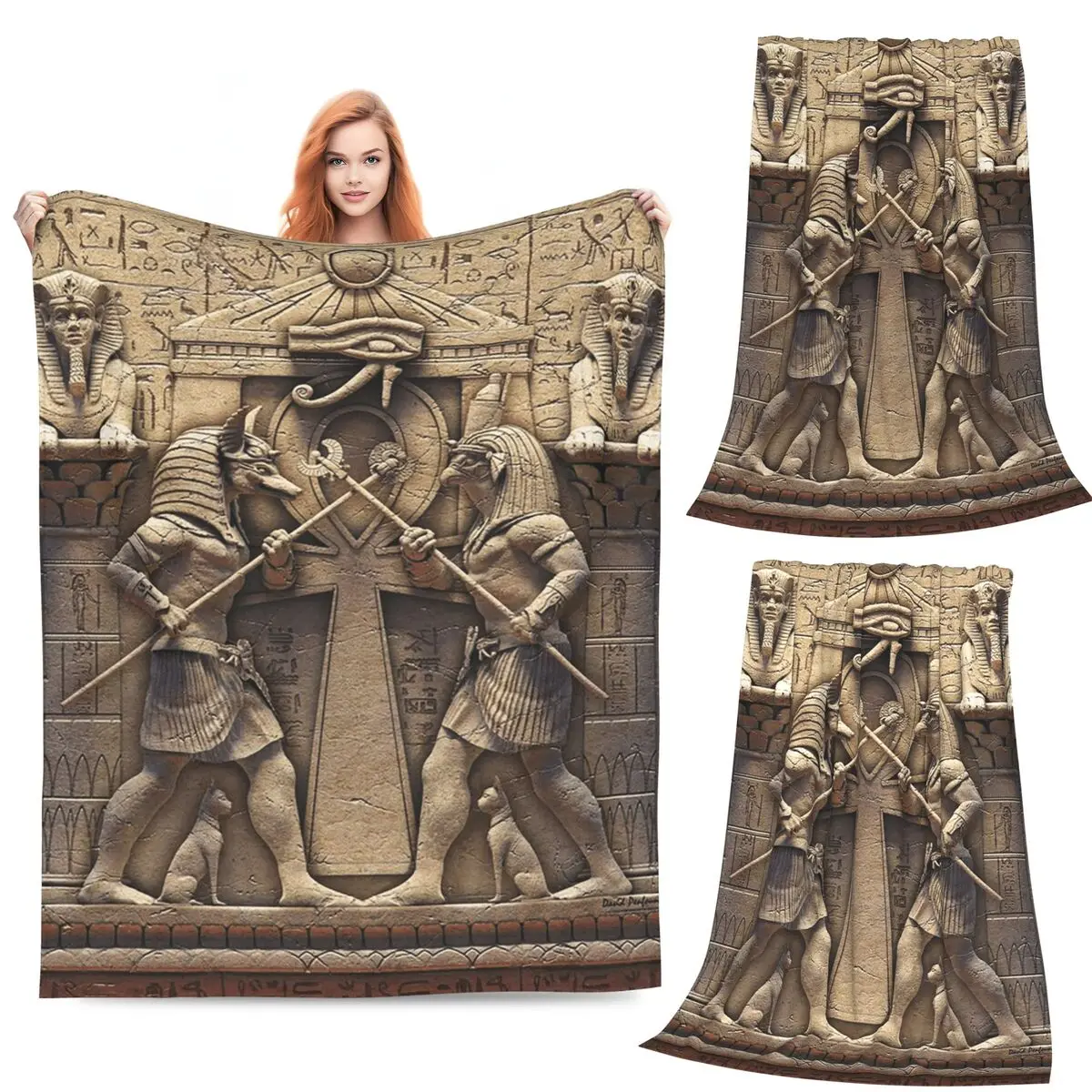 

Egyptian Gods Blanket Soft Warm Flannel Throw Blanket Bedding for Bed Living room Picnic Travel Home Sofa