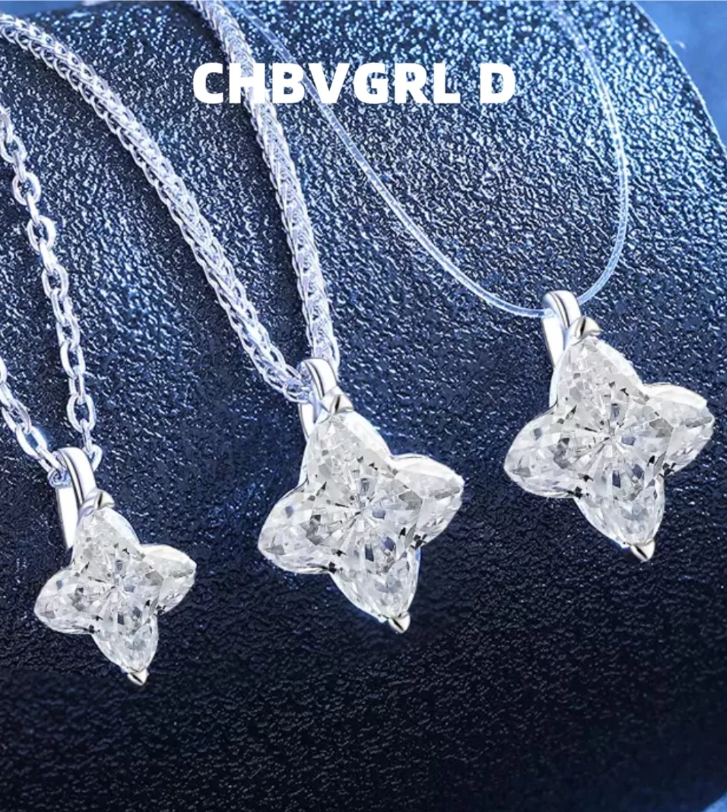 

[Sweet] Moissanite Luxury Hot Sale S925 Sterling Silver Necklace High-end Design Necklace