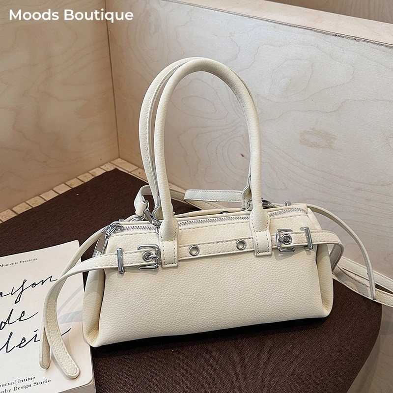 

Belt Decor Round Top-handle Bags For Women 2025 Luxury Designer Purses And Handbags Casual Street Commute Shoulder Crossbody Bag