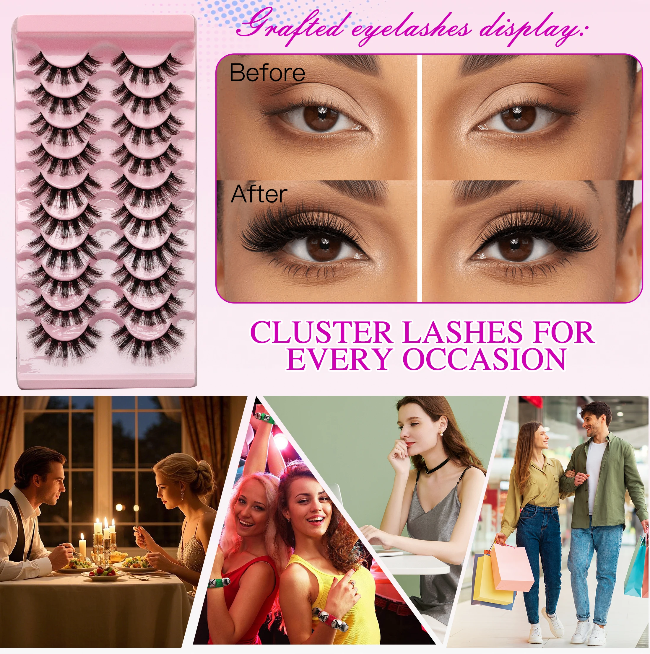 لتقوم بها بنفسك 10 أزواج 6D رموش اصطناعية رقيق لينة كاملة سميكة Wispy الرموش ملحقات ماكياج الرموش الصناعية لتعزيز مظهر العين #5