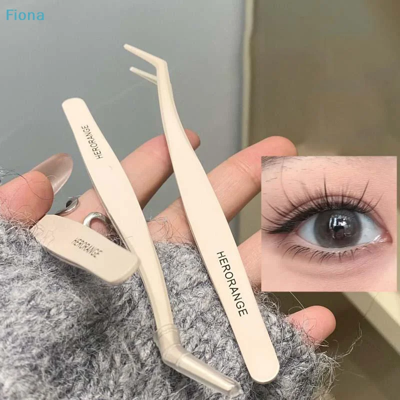 ✔Anti-Stick Tweezers Non-Sticky DIY Rounded Design Professional Grafting Anti-Stick Glue-Free False Eyelash Tweezers