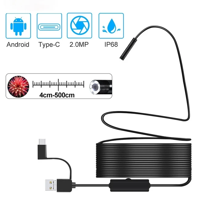 Newest 1080P USB Snake Dual Lens Inspection Camera 2.0 MP IP67 USB 