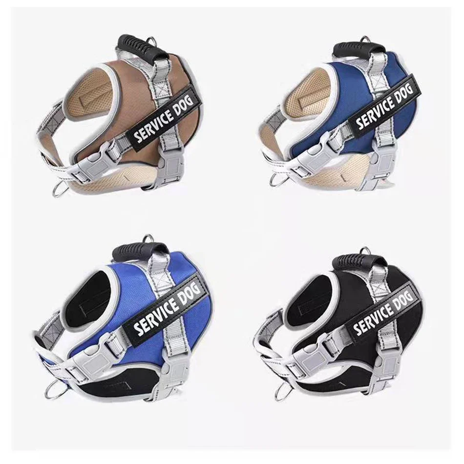 L-XXL Large Service Dog Harness Pet Control Reflective Collar Soft Vest Removable Patches Emotional Support Therapy Dog