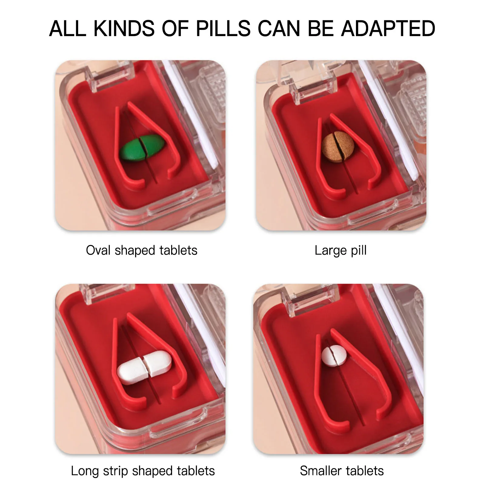 3 in 1 Portable Pill Case with Pill Cutter Comes with a Brush for Easy Collect Powder for Daily Life Working Outdoors B88