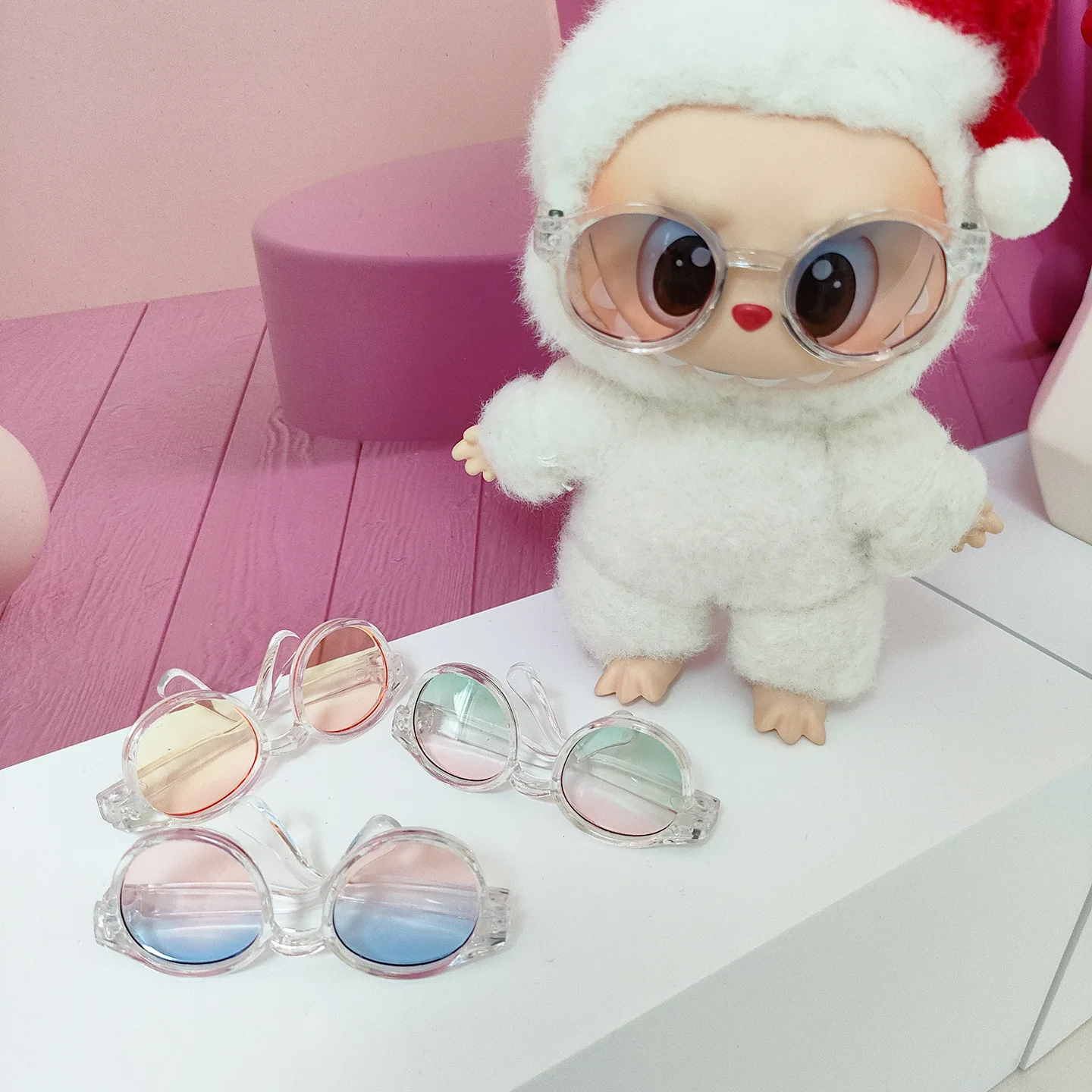 

Gradient Glasses Set 17CM Pendant Labubu Doll 1st 2nd and 3rd Generation Labubu Doll Accessories Outfit Doll