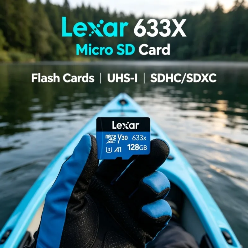 Lexar 633X Memory Card Blue UHS-I A1 SDXC Micro SD Card Class 10 SDHC Flash Cards TF Cards 64GB 128GB for Camcorder
