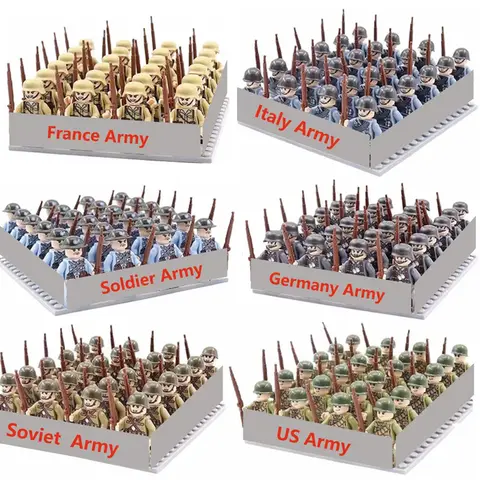 40/ensemble blocs de construction militaires de la seconde guerre mondiale soldat de l'armée nationale personnage arme assemblage bloc de construction jouet pour enfants cadeaux
