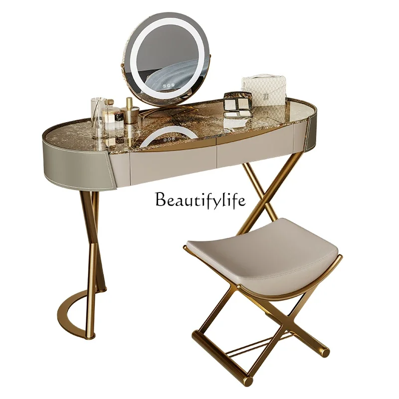 

ld 30 Italian Light Luxury Stone Plate Dressing Table Bedroom Storage High-End Creative Makeup Table