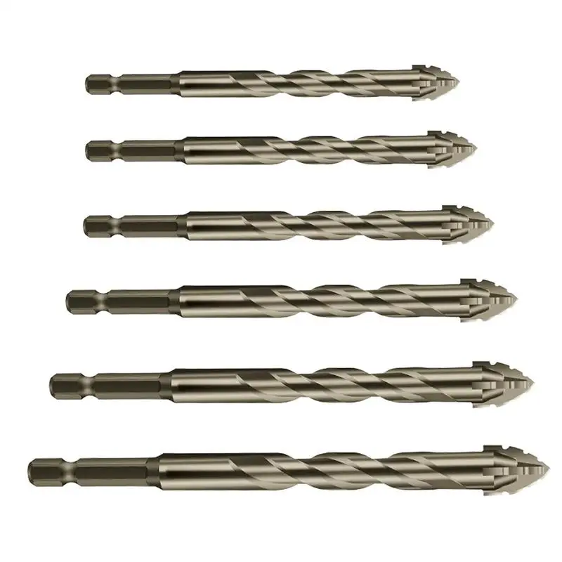 3/4/5/6PCS Eccentric Drill Bit Set Four-Edge Serrated Drill Bits High Hardness Bevel Tip Serrated Drill Bits for Brick Wood