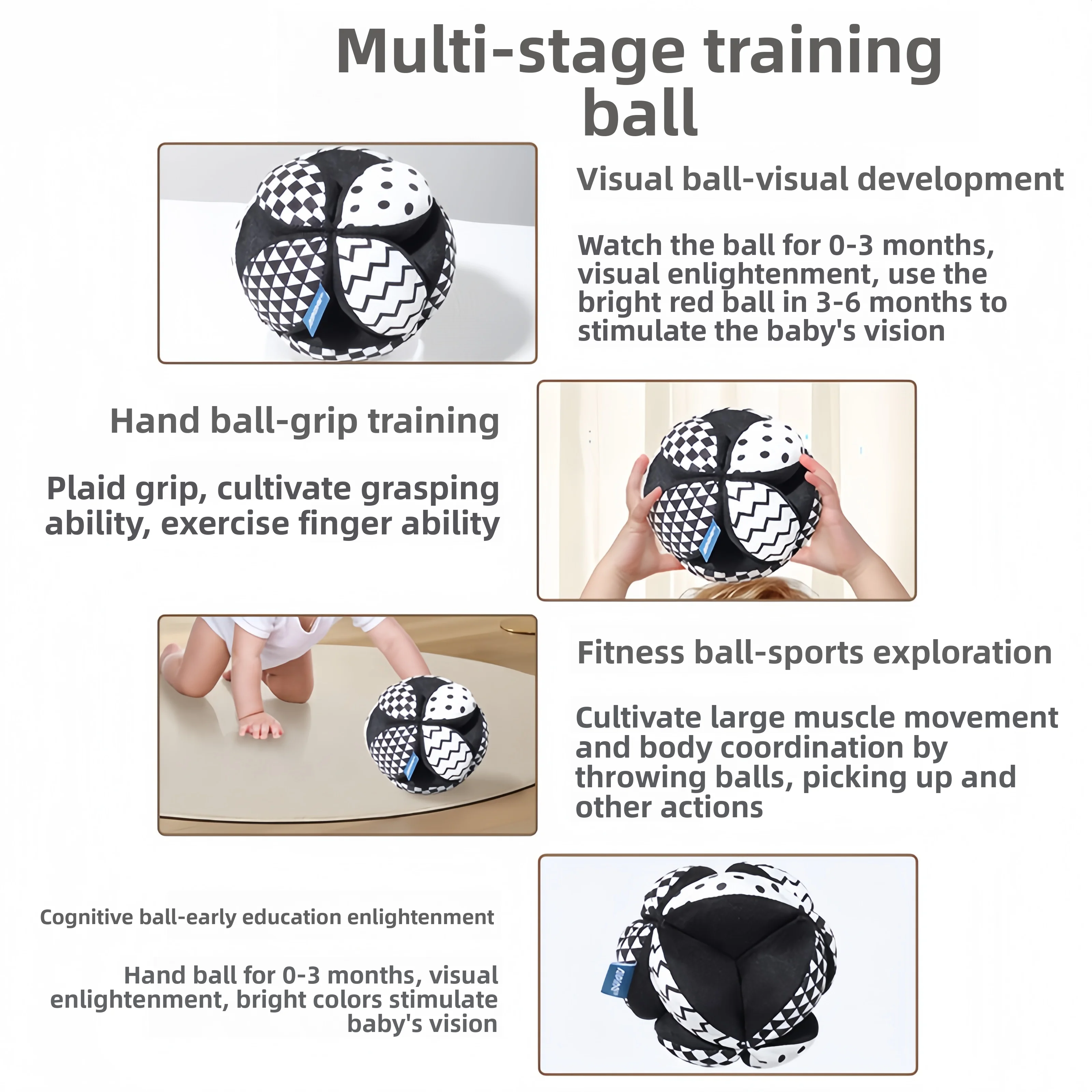 새로운 유기농 면 딸랑이 손잡이 공 아기 청각 인지 그립 훈련 천 공 장난감 도매