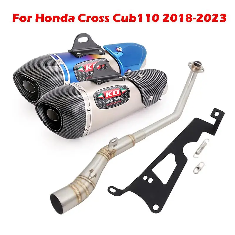 

For Honda Cross Cub110 2018-2023 Front Link Pipe Motorcycle Full Exhaust System Slip On 51mm Muffler Silencer Stainless Steel