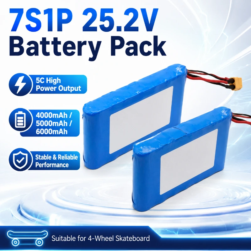 6000mAh 5C Power Model 7S1P 25.2V Cylindrical 18650 Power  Combination  Four Wheel Skateboard Long  Range Battery  Pack