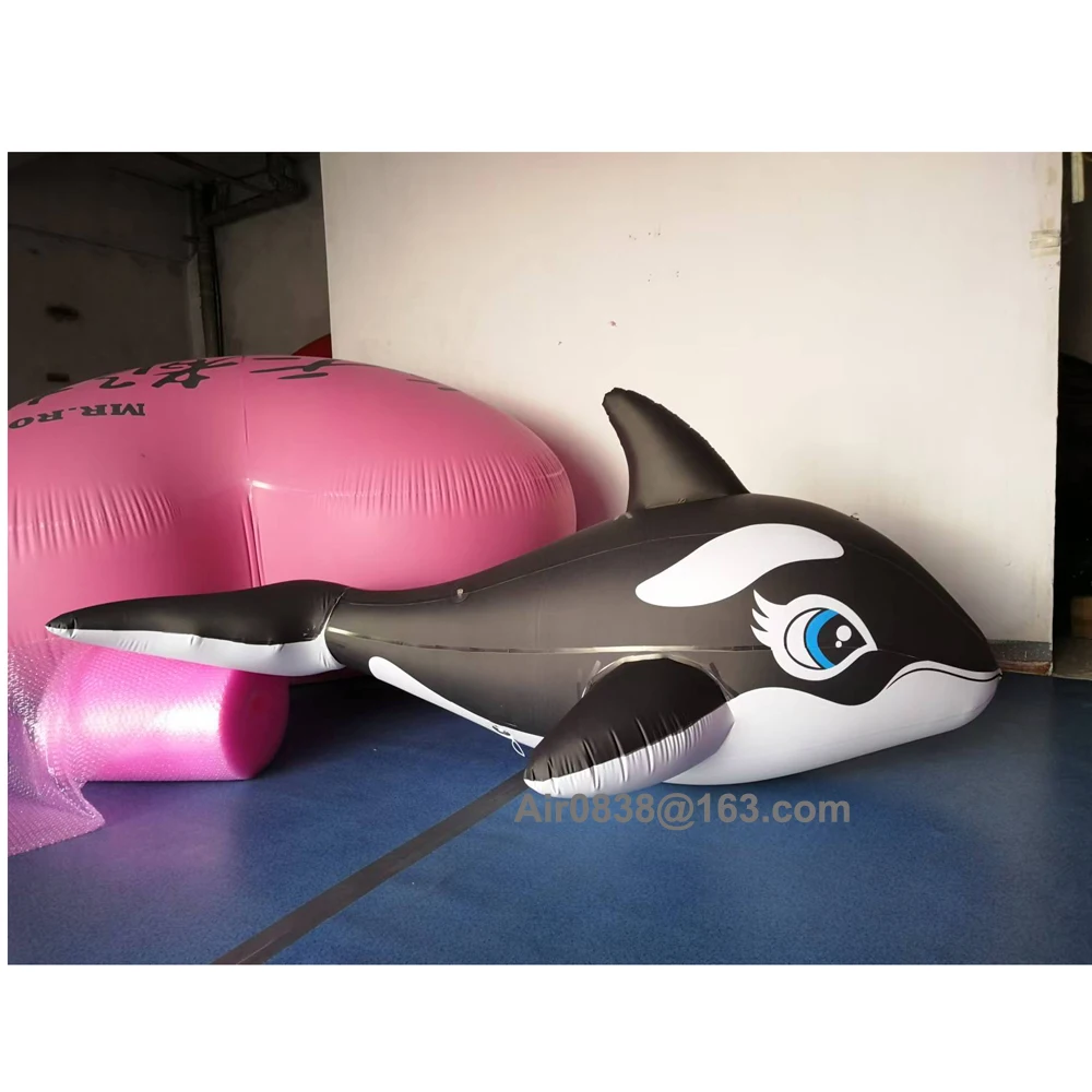 Ballena inflable simulada con luces LED, modelo de tiburón sellado con aire colgante, decoración de animales jorobados, tema marino, a la venta