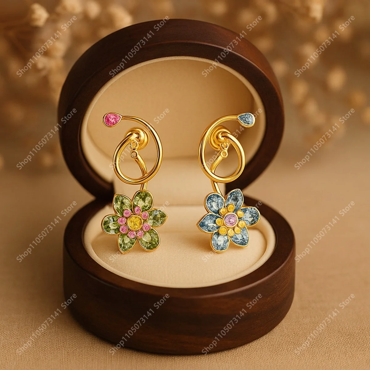 

Fashionable and exquisite spiral flower earrings with unique floral design, versatile jewelry for parties - birthday gift