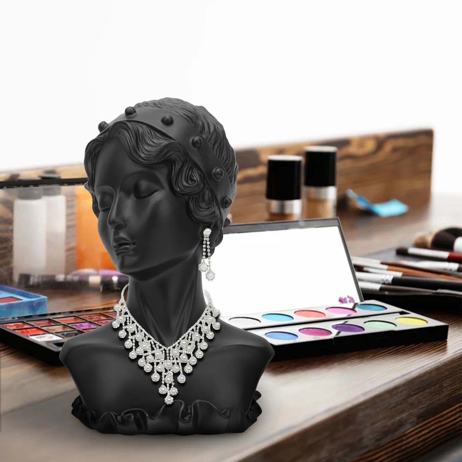 

1 шт., стеллаж для выставки товаров ювелирных изделий, фигурка, бюст, статуя, ожерелье, держатель для сережек, декоративная подставка из смолы для домашнего декора магазина