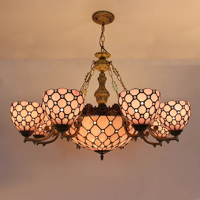 

FAIRY American tiffany Chandelier LED Retro Creativity Living Room Restaurant Bedroom Villa Hotel Cafe Bar Color Pendant Light