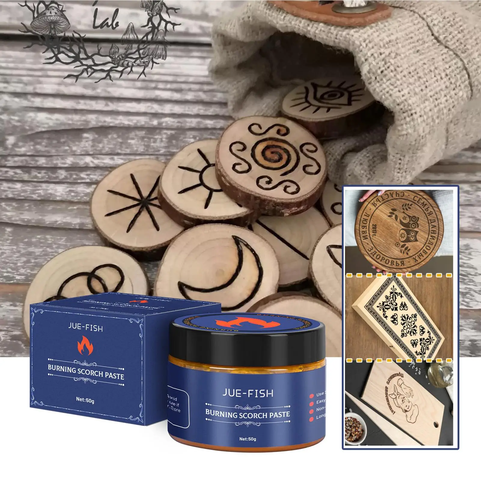 Wood Burning Paste Gel Multi Purpose Pyrography Gel for DIY Leather Paper Canvas Fabric Drawing Craft Outdoor Art Design Tool