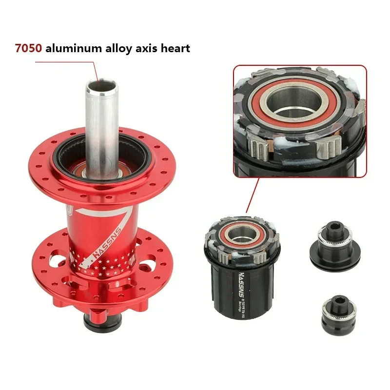 HASSNS Cube Pro 7 Cube Arc 32 36 Hole MTB Bearing Bike Rear Hub Quick Release 32H 36H Four Palin 7 8 9 10 11 12 Speed 6 Pawl Hub