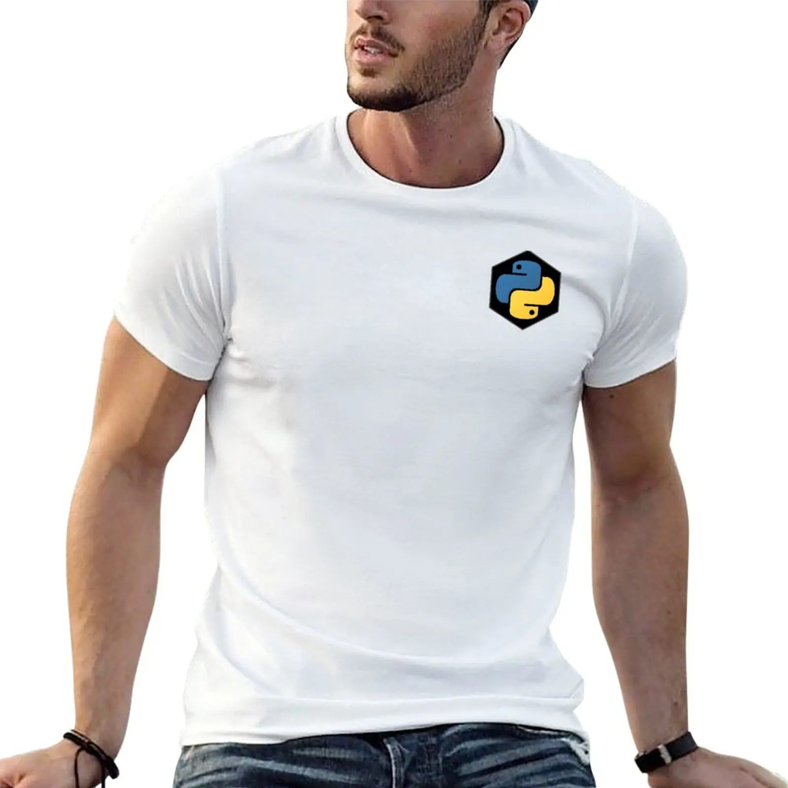 Python Hexagon - Python Logo T-Shirt Functional Casual Short Sleeve Tee