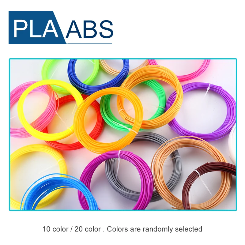 

Горячая Распродажа 20 цветов или 10 цветов/набор, нить для 3d-ручки ABS/PLA 1,75 мм, пластиковый резиновый материал для печати, нить для 3d-ручки