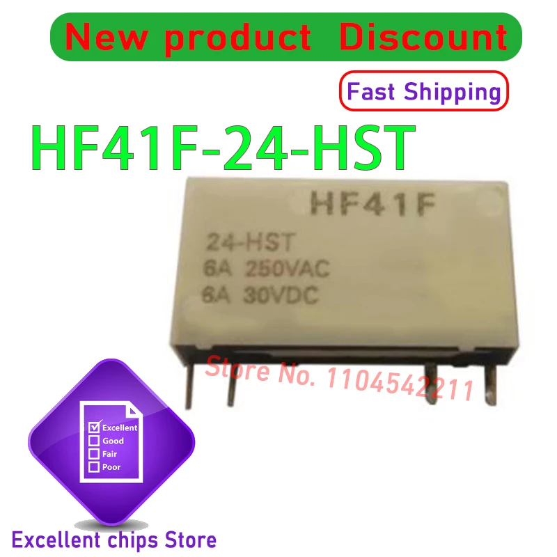10 unids/lote HF41F/24-HST 、 HF41F/12-HST 、 HF41F/5-HST DIP-4 nuevo relé de potencia Original HF41F-24-HST 、 HF41F-12-HST 、 HF41F-5-HST
