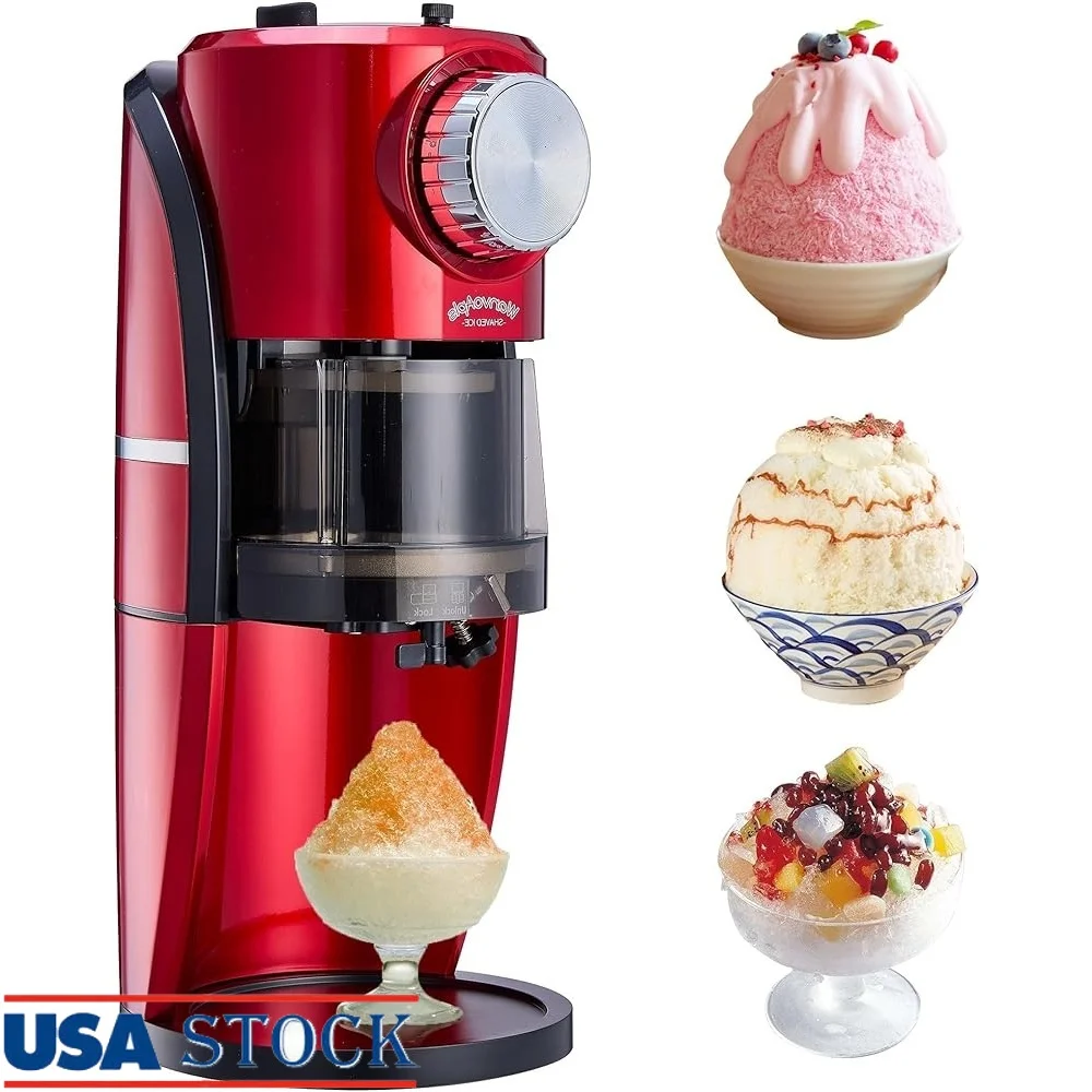 

Snow Cone Machine Shaved Ice Maker Durable Stainless Steel Blade Adjustable Homemade Slushie Ice Shaver Kitchen Use Easy