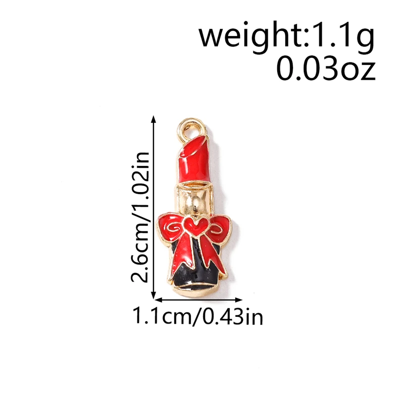 20 Stück 11 x 26 mm niedliche Emaille-Anhänger mit rotem Lippenstift, Anhänger für Schmuckherstellung, Ohrringe, Halsketten, Armbänder, DIY-Bastelzubehör – Detail 1