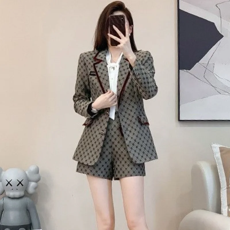 2024 Outfits Blazers En Korte Broek Pakken Voor Vrouwen Klassieke Zomer Kleermaker Kleding Business Dames Korte Broek Set 2 Stuks