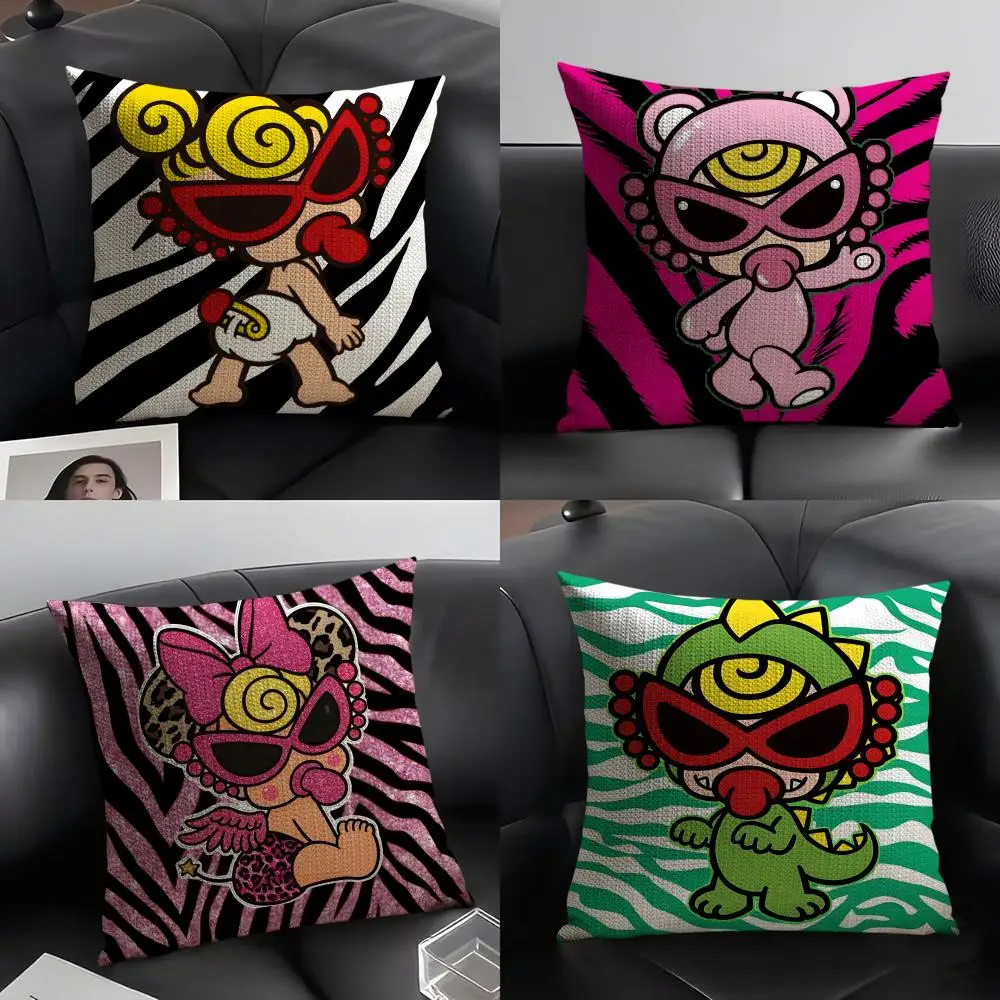H-Hysteric MiniI Fashion Cushion Cover Natural Linen Organic Fabric Double-Sided Printing Sofa Home Decor Gift Pillow Case