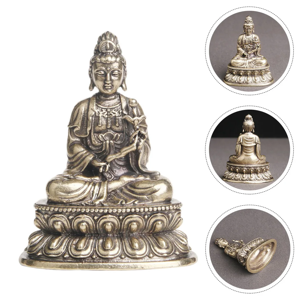 

Vintage Home Decor Buddha Statue Ornament for Desk Brass Craft Scene Decoration Household Bronzeware Office