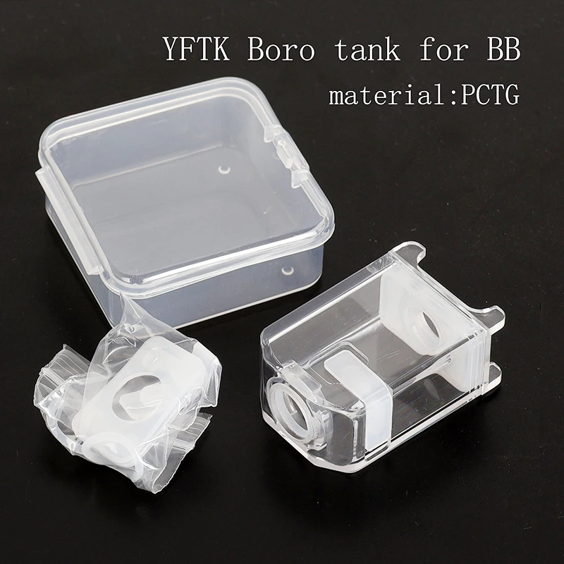YFTK Crystal PCTG boro tank RBA Bridge Boro Tank for BB Mod/ Billet Box Mods trim part view 2