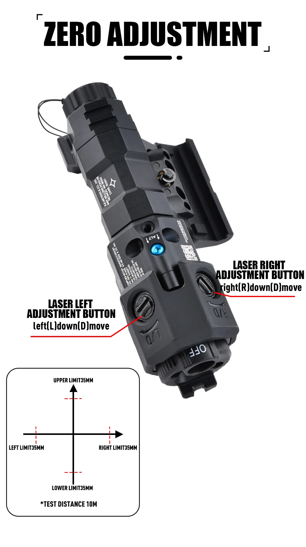 WADSN Neues Verbessertes MAWL-C1 Taktisches Airsoft Voll-Metall CNC LED-Zielgerät MAWL Rotpunkt Grün Blau Jagd M300 M600 Lichter IR-Laser – Detail 5