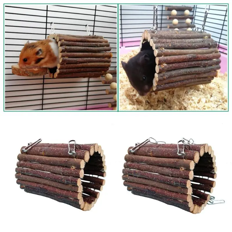 Wooden Tunnel Tube Pet Hideaway Fun Toys for Hiding Training Fit for Playing Tube for Guinea Pigs Hamsters Drop Shipping