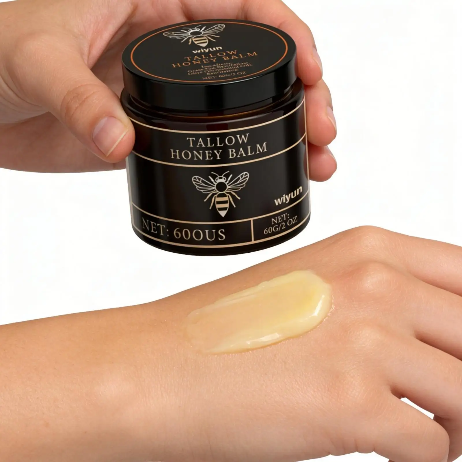 Bálsamo Humectante de Sebo de Res Orgánico Natural Wiyun 60g, con Miel, para una Piel Suave y Luminosa, a Base de Aceite de Oliva, Cuidado Natural de la Piel