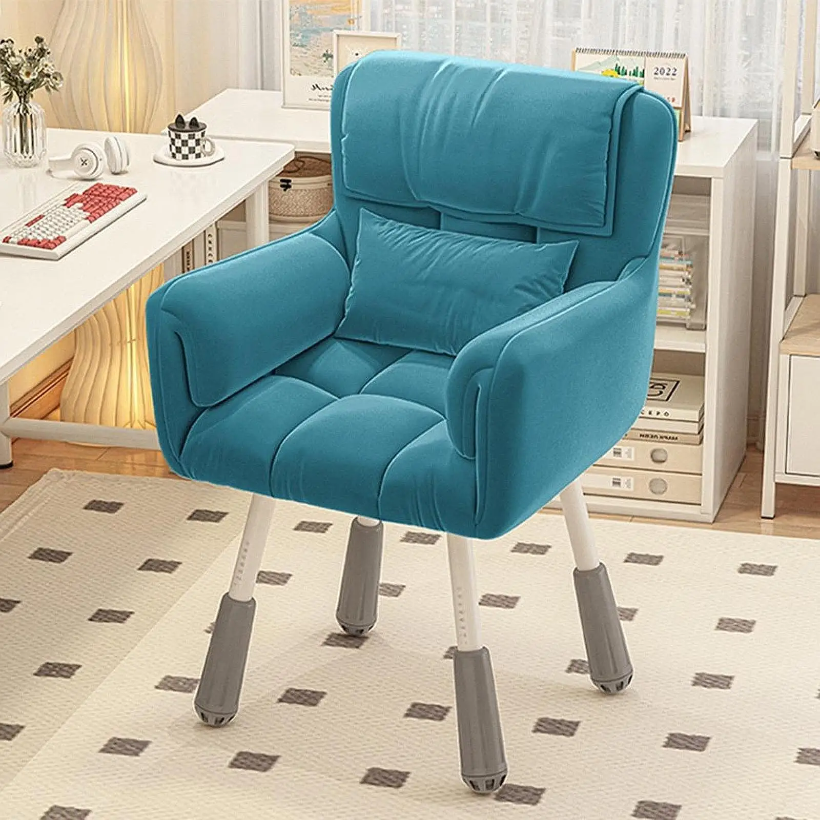 Office Chair Funiture Modern Metal Frame Cloth Multifunctional Comfortable High Back Accessory for Bedrooms Makeup Space Home