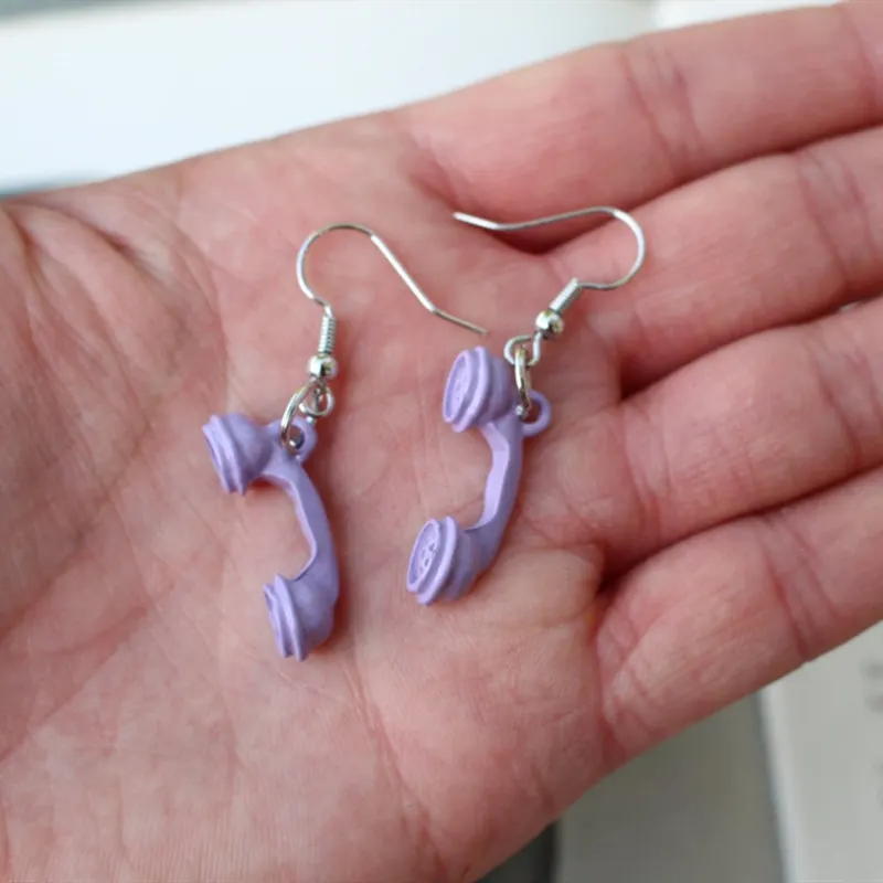 1 pair Kawaii Vintage Phone Receiver Pendant Women\'s Earrings for Girls Party Jewelry Unique Drop Earrings Gifts 4 Color Options