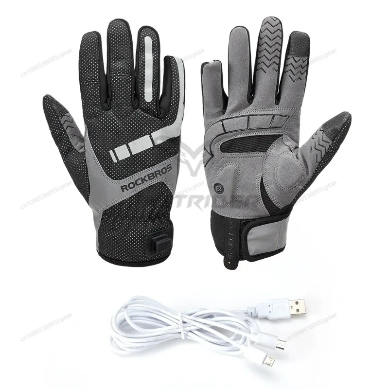 Heated Cycling Gloves Electric Scooter Bike Gloves USB Post Heating Thermal Winter Gloves TouchScreen Motorcycle Moto Gloves35