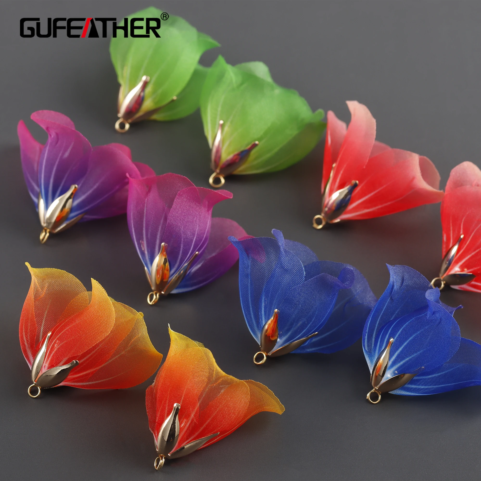GUFEATHER F162, kolczyki akcesoria, 18k pozłacane, hand made,charms, kwiat kształt, diy kolczyki wisiorki, tworzenia biżuterii, 10 sztuk/partia