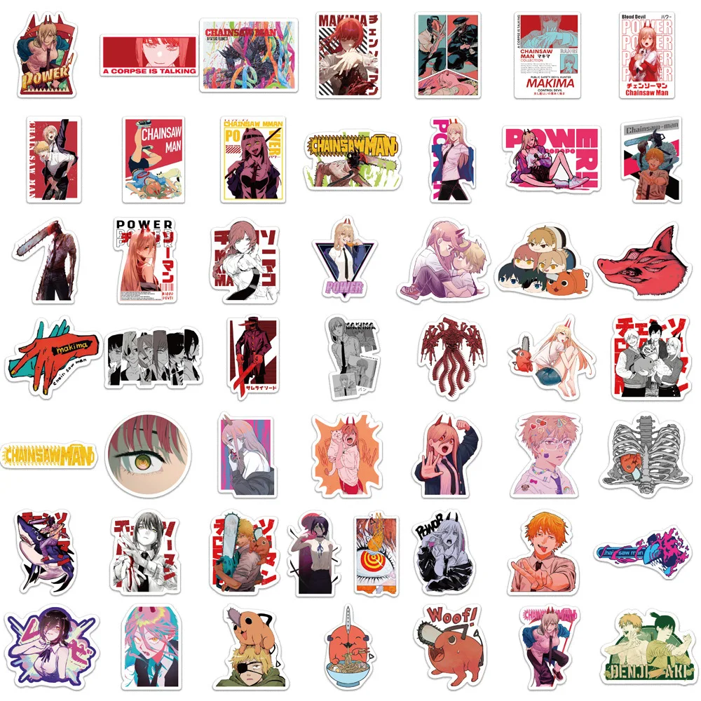 10/50/100Pcs Japan Anime Stickers Chainsaw Man Manga Scarapbook Denji Power Suitcase Fridge Laptop Phone Graffiti Kids Sticker