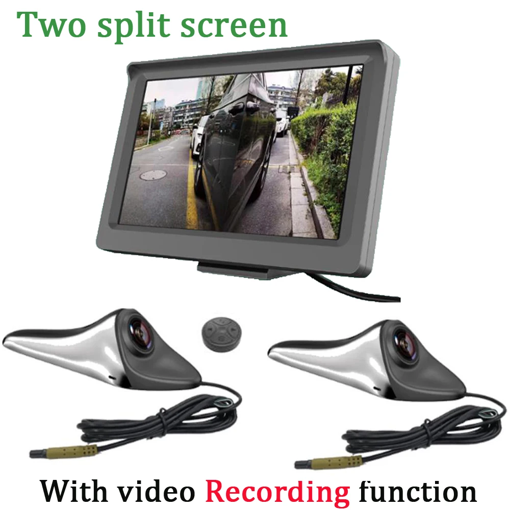 5 inch Car monitor Car Rear View Camera Blind Spot HD Auxiliary Backup Camera For Left side / Right Side with Recording function