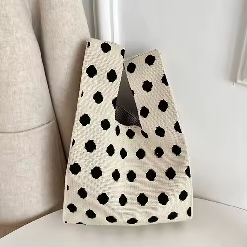 Women'S Knot Wrist Bag Handmade Knitted Bag Portable Mini Striped Tote Bucket Phone Bags Large Capacity Autumn Winter Handbags - Image 46