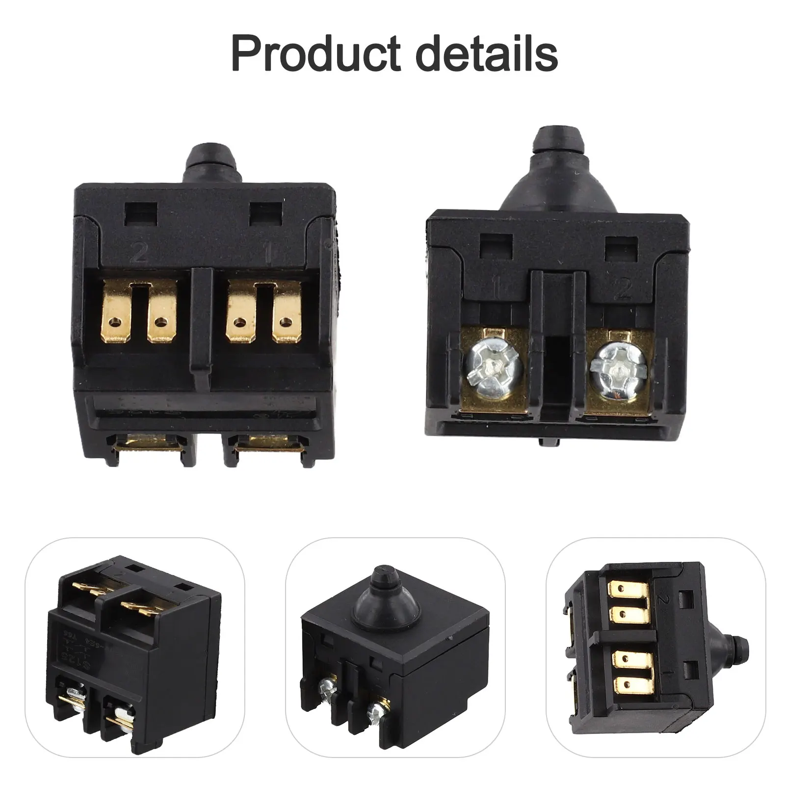 

Plastic & Metal Black Replacement Push Button Switch 2.5x2.5cm/0.98x0.98inch For Angle Grinder 100 Polisher Accessory