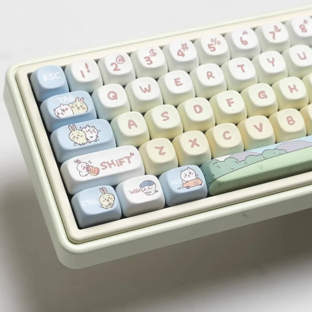 Chiikawa Set 144Keys PBT Custom Cute Keyboard Cap MOA Profile Key Cap for Gaming Mechanical Keyboard Accessories Girl Gift