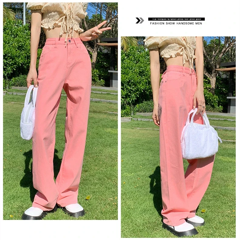 new spring autumn Fashion casual high street brand tall female women girls straight jeans