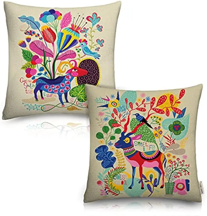 

2pcs Cartoon Zoo Throw Pillow Case Cute Colorful Animal Pillowcase Home Sofa Linen for Girls Children Room Bedroom Pillow Cover