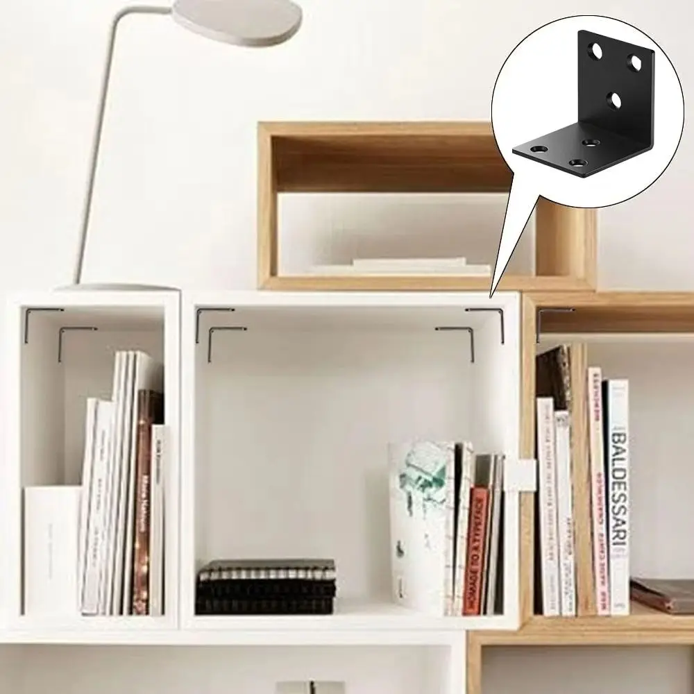Universal Stainless Steel Corner Bracket Heavy Duty Durable Right Angle Brace Black 90 Degree Angle Brace Board Shelf Support