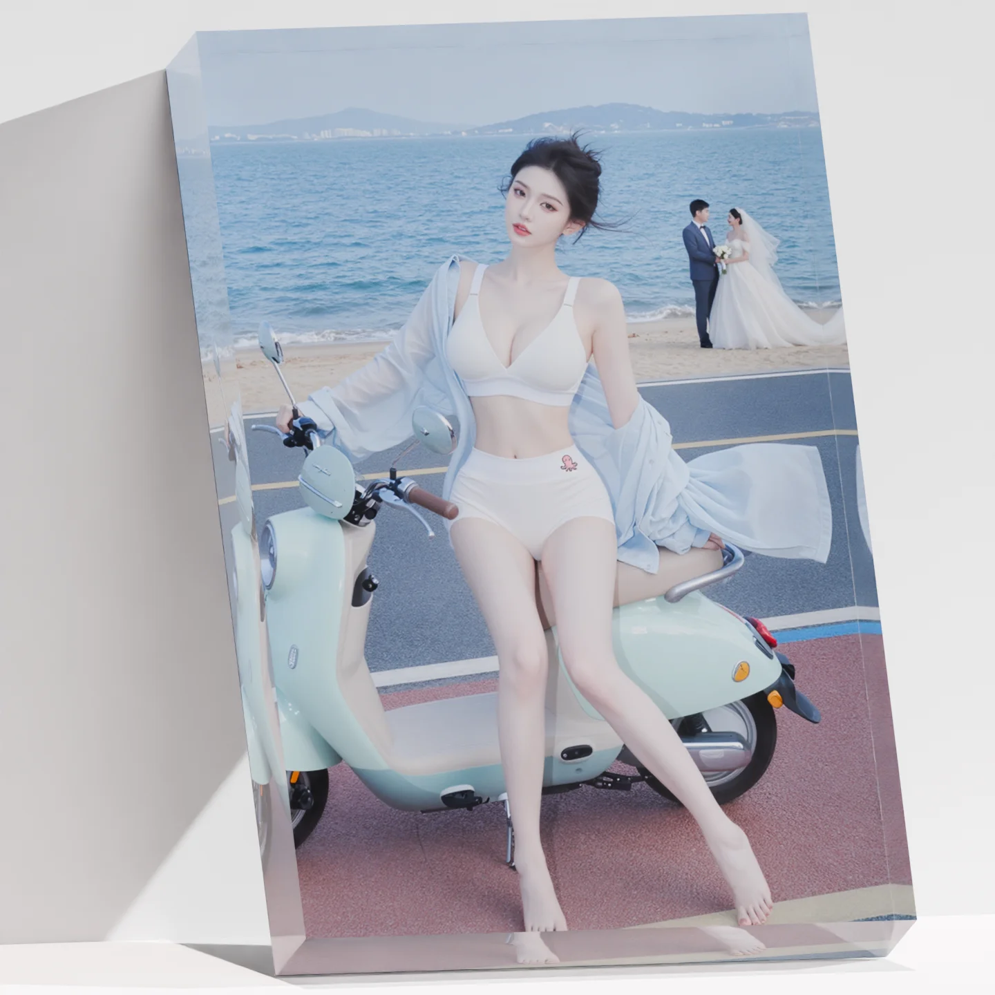 Custom AI Generated Image Thick Acrylic Plate Stable Diffusion Prompt Art 3D Holographic Display Digital Creator Desk Gift
