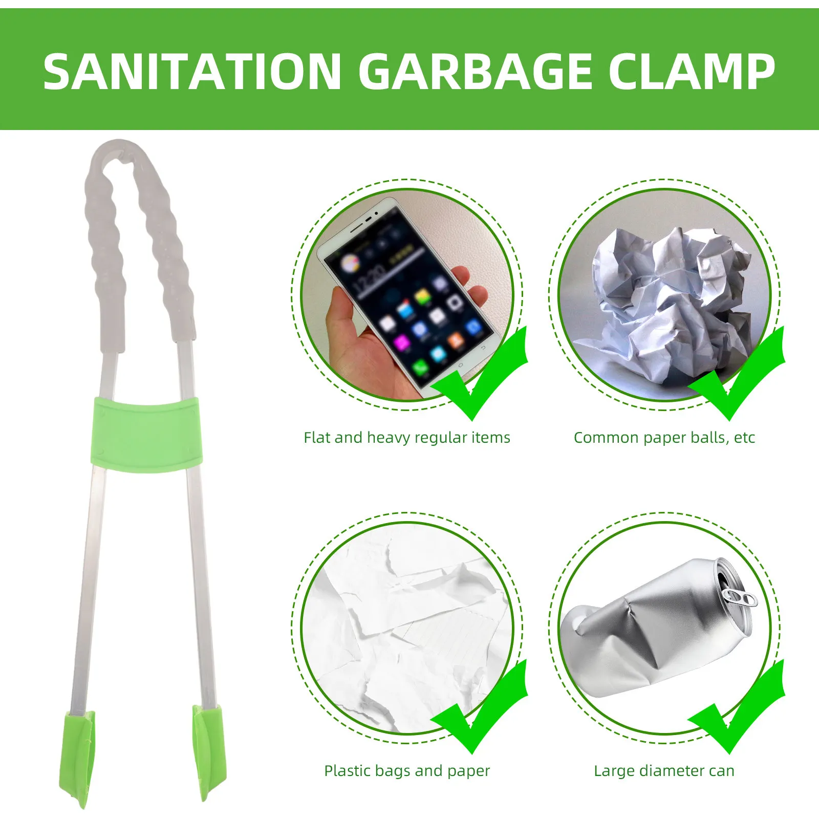 

Захват для мусора пластиковый с широким раскрытием, легкий, портативный, для уборки на улице, инструмент для сбора отходов