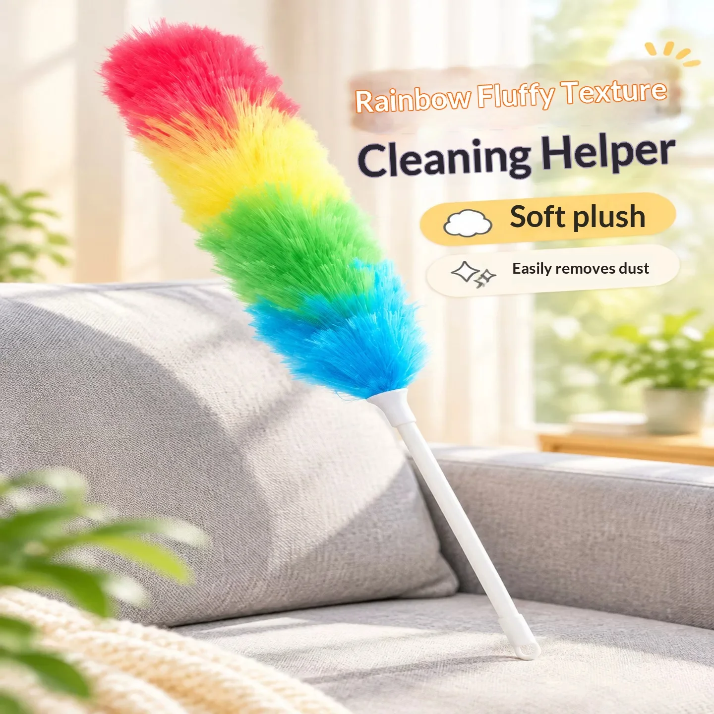 Colorful Anti Static Feather Duster with Handle Magic Dust Cleaner Household Cleaning Tool